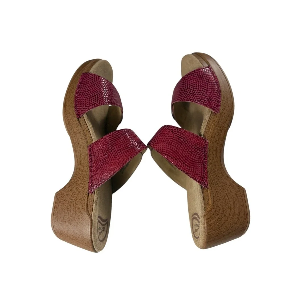 Dansko Sophie Moray Red Leather Slide Sandals Women's EU 42 US 11.5 NEW